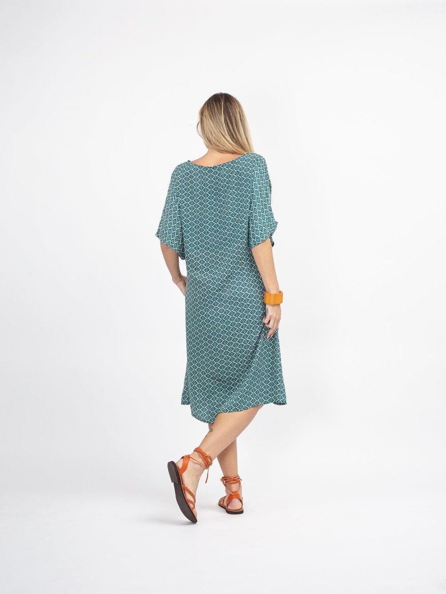 Vestito midi in seta Lucilla - smeraldo - Bijondo