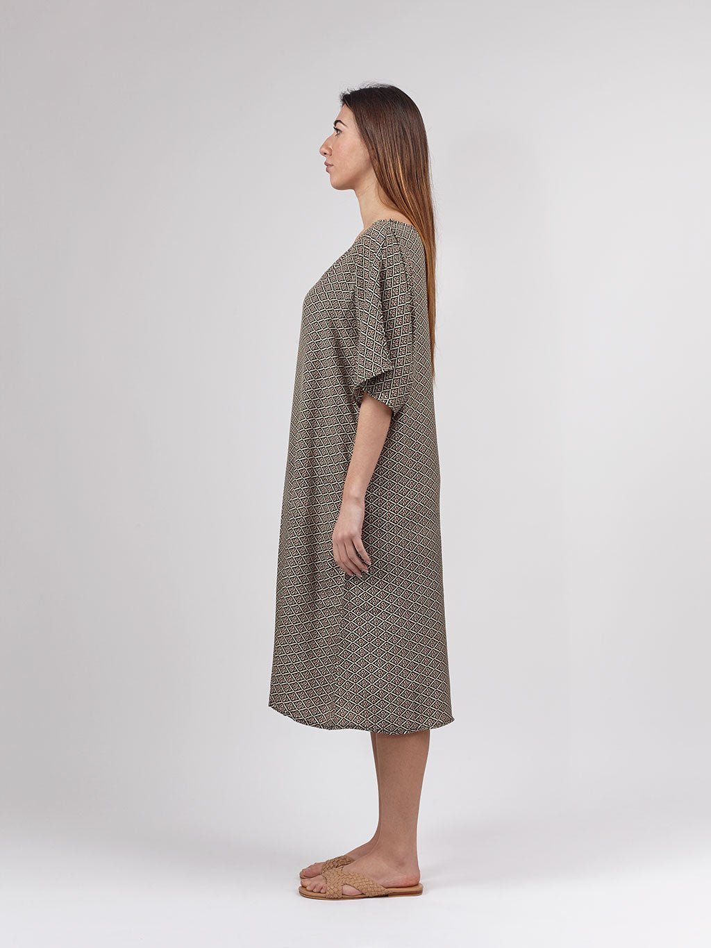 Vestito midi in seta Lucilla - rosso - Bijondo