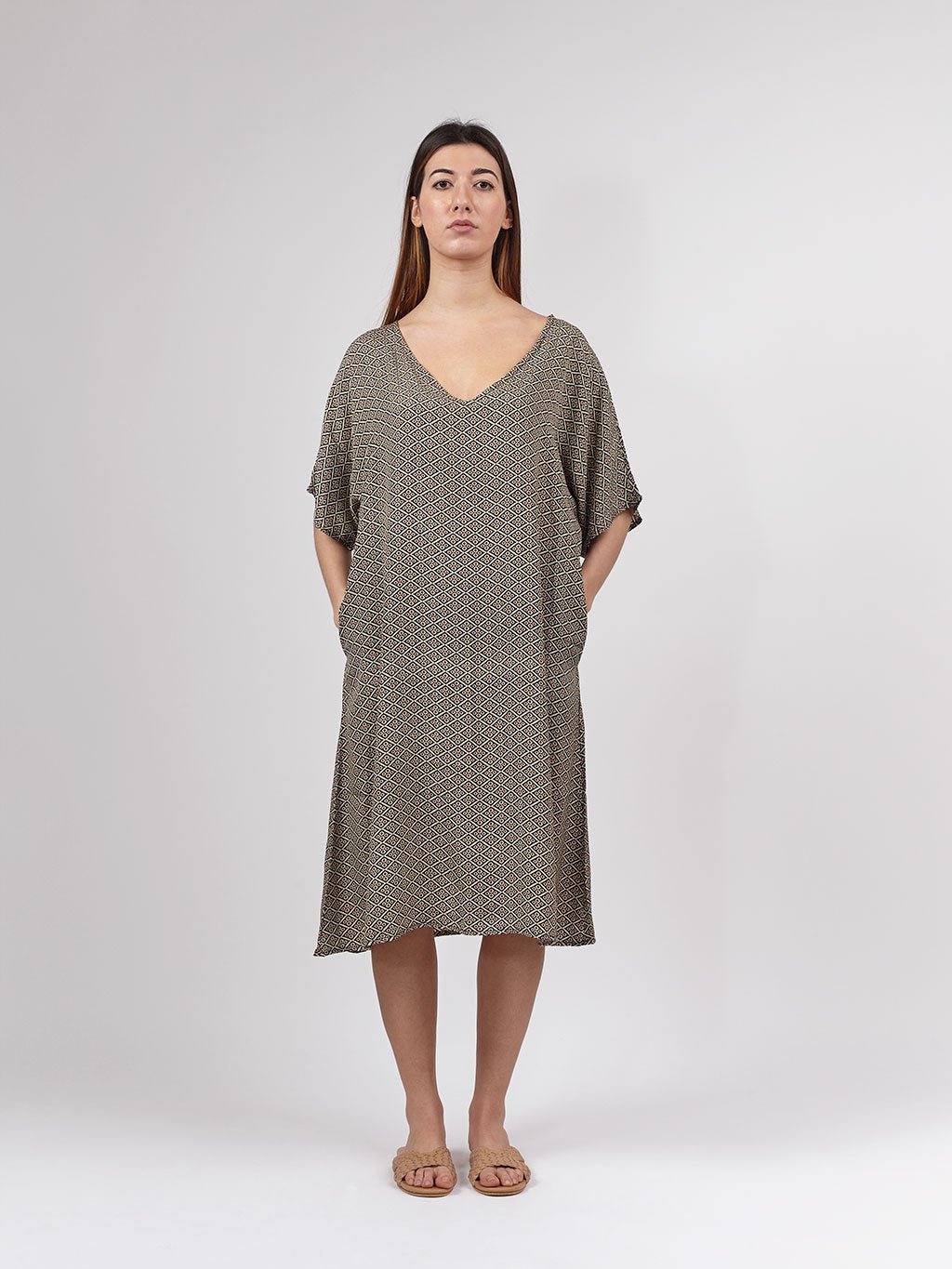 Vestito midi in seta Lucilla - rosso - Bijondo