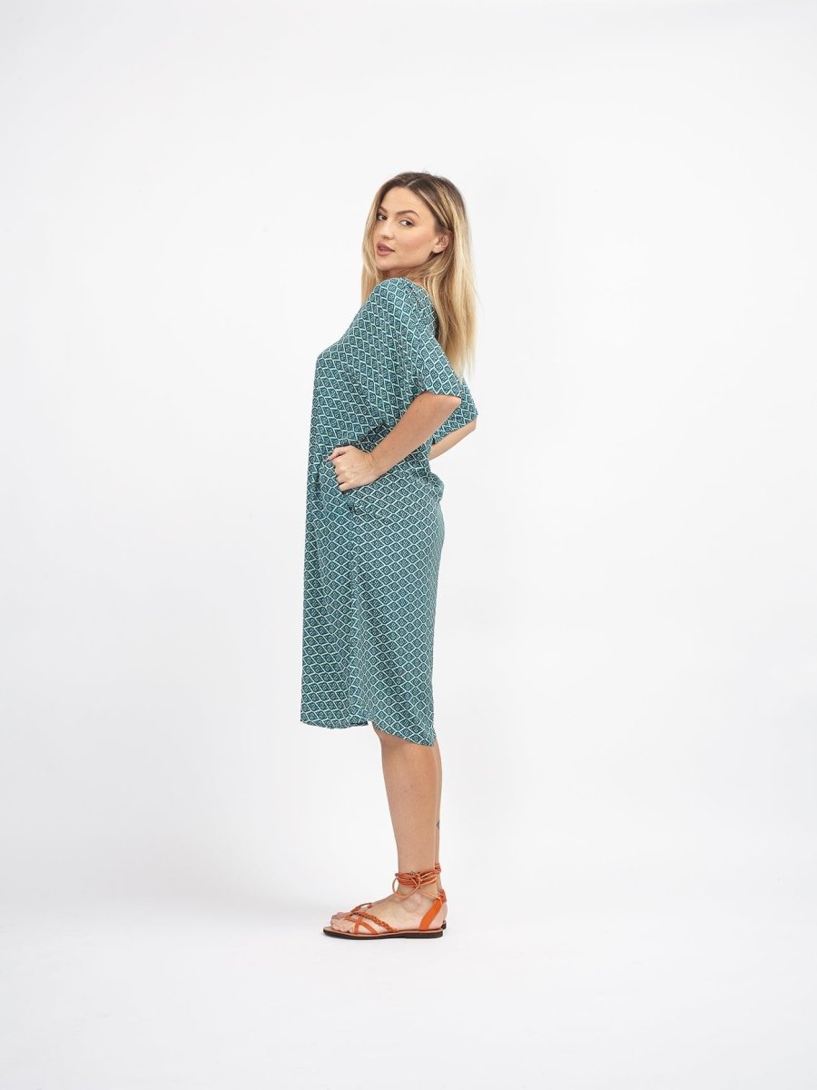 Vestito midi in seta Lucilla - smeraldo - Bijondo