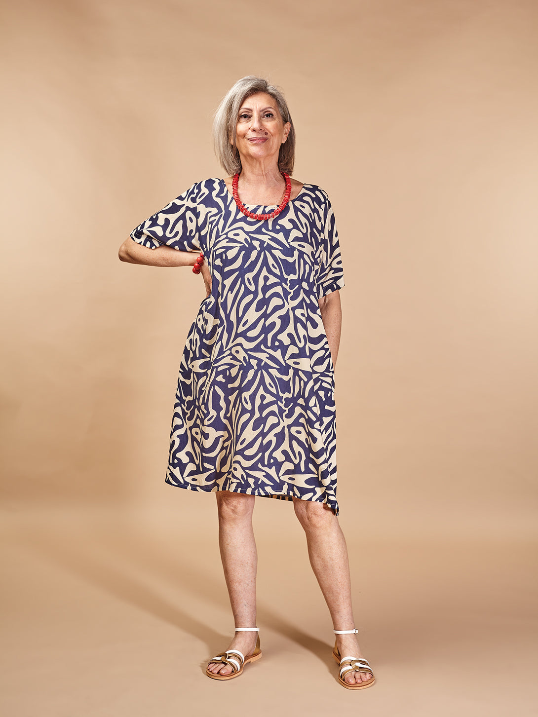 Vestito midi leggero con le tasche, viscosa Dolly-Vestito-Bijondo-Blu-S-M-Bijondo