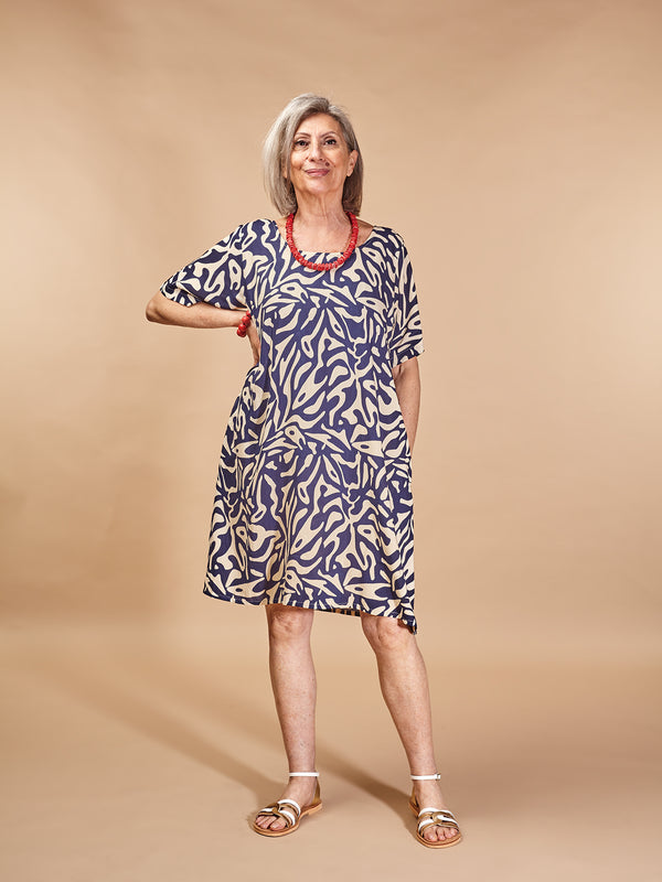 Vestito midi leggero con le tasche, viscosa Dolly-Vestito-Bijondo-Blu-S-M-Bijondo