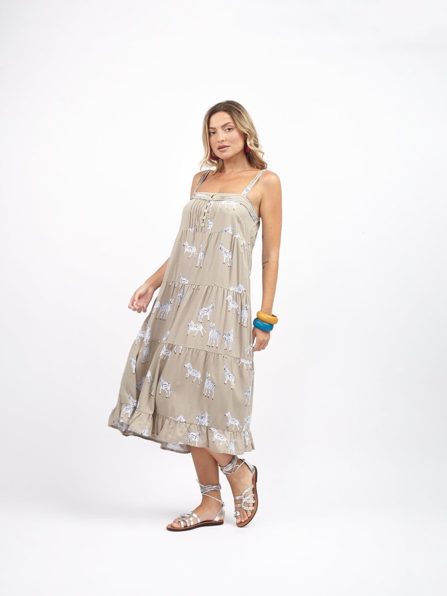 Vestito midi rayon con bottoni Dina - nero - Bijondo