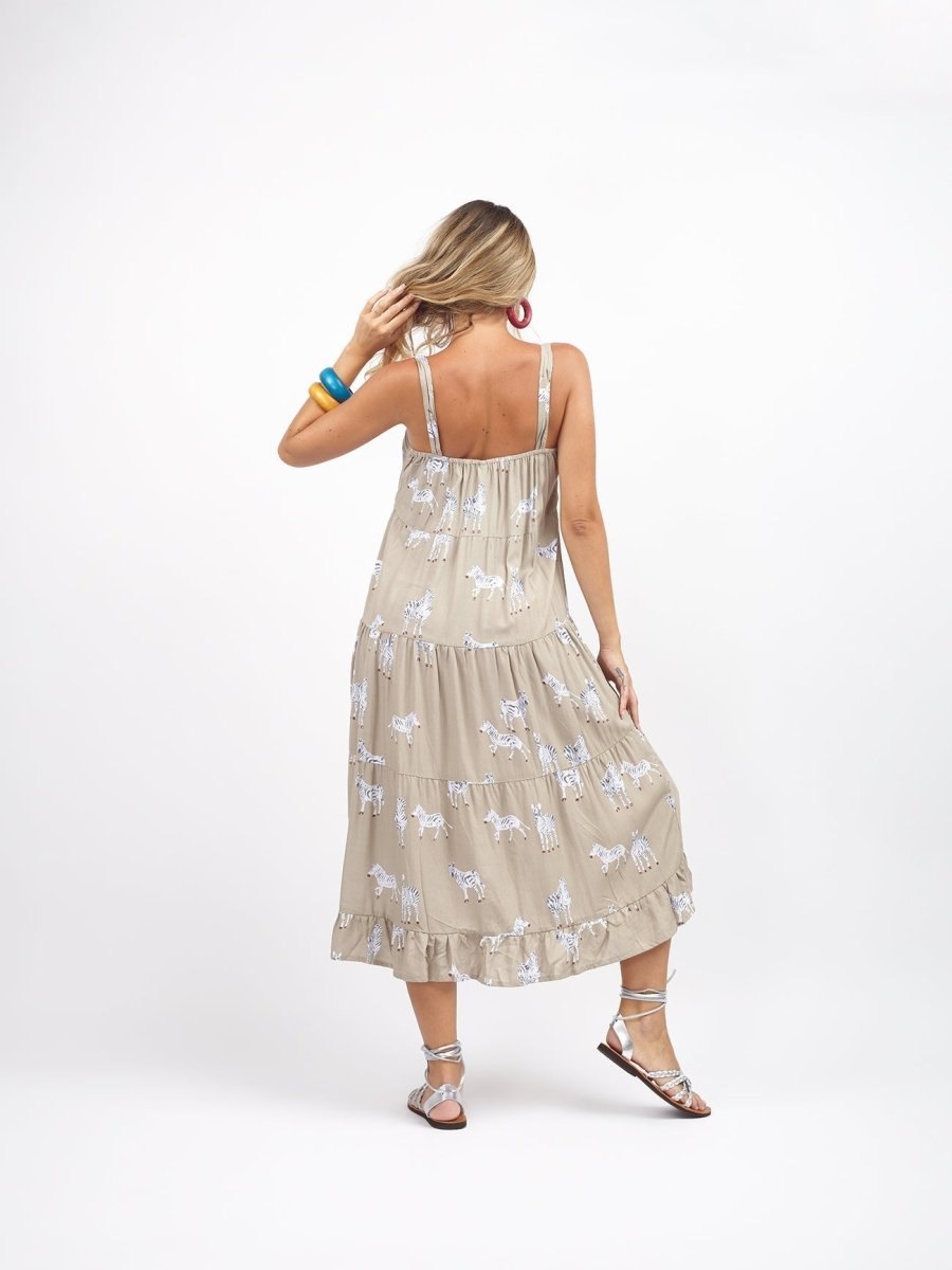 Vestito midi rayon con bottoni Dina - zebre - Bijondo