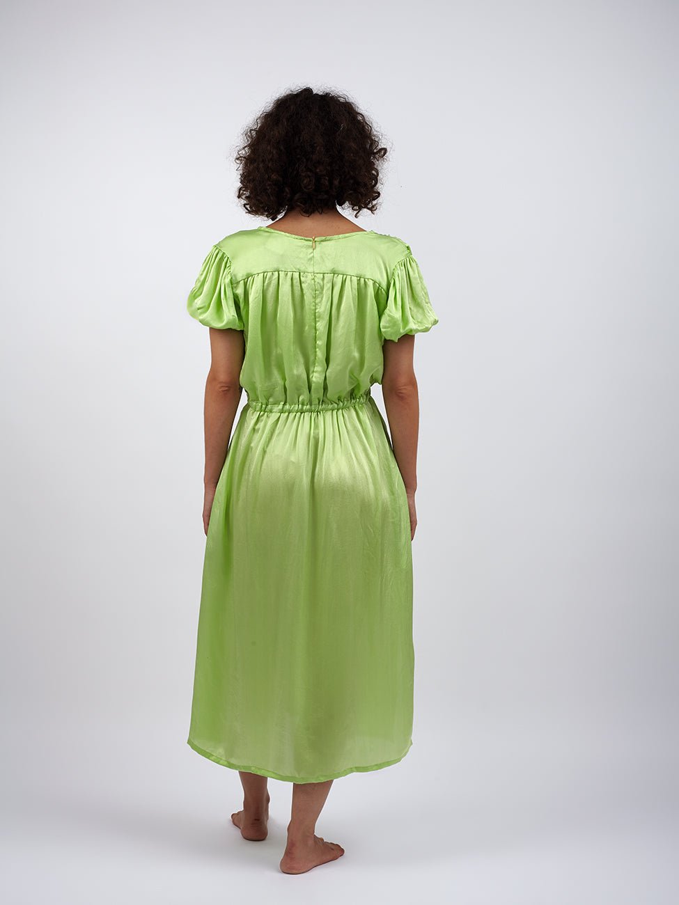 Vestito midi seta Sharmili - verde - Bijondo