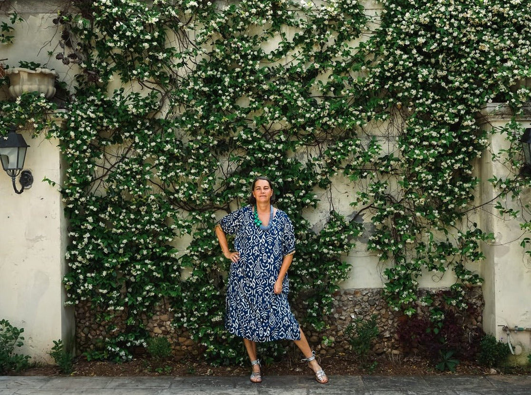 Vestito midi seta manica corta Zahra - nero - Bijondo