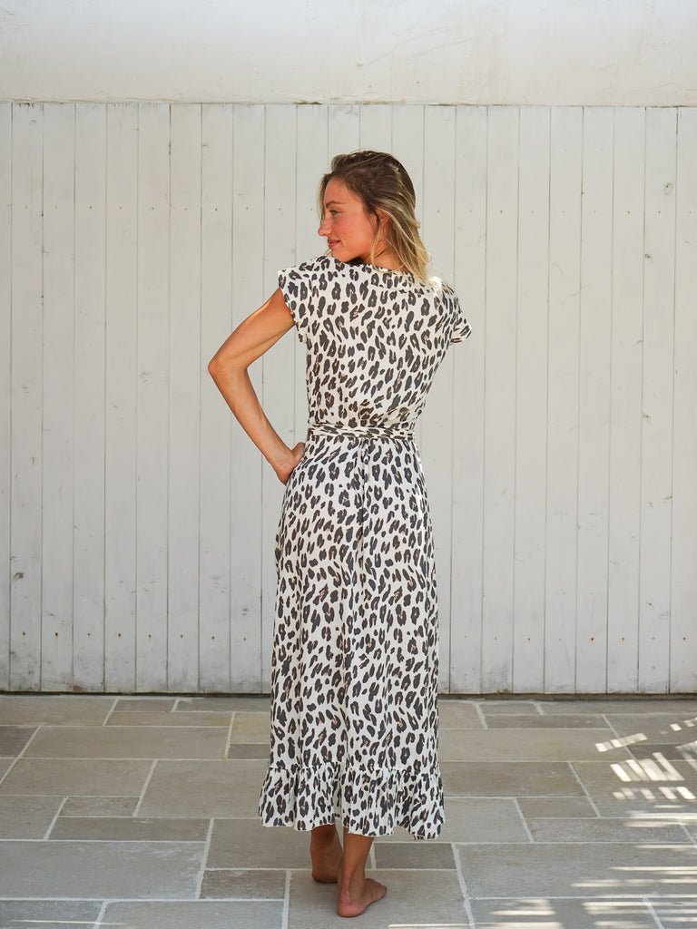 Vestito midi wrap rayon con rouches Melissa - leopardato - Bijondo