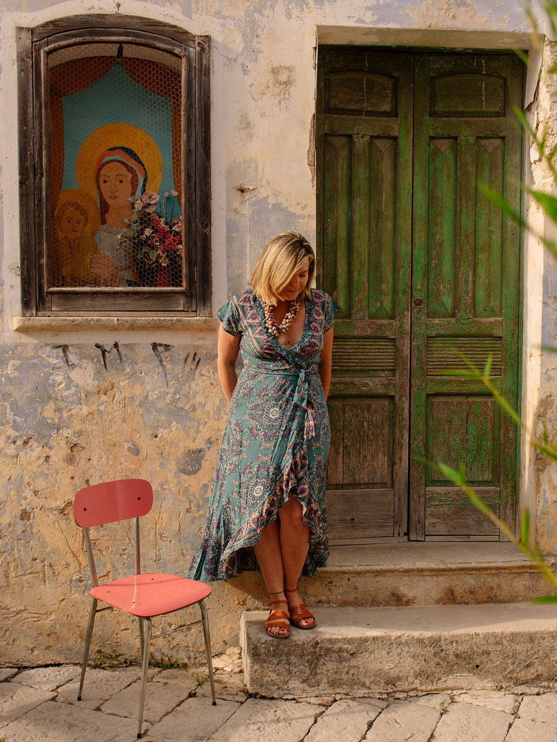 Vestito midi wrap rayon con rouches Melissa-leopardato-S-M-Bijondo