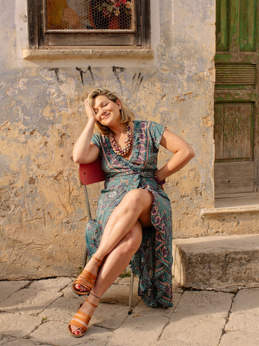 Vestito midi wrap rayon con rouches Melissa-leopardato-S-M-Bijondo