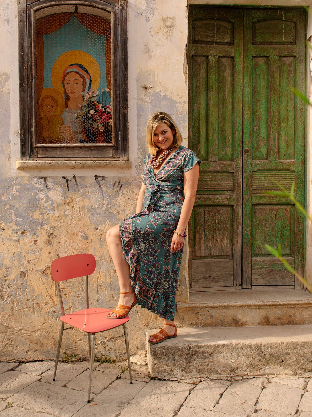 Vestito midi wrap rayon con rouches Melissa-leopardato-S-M-Bijondo