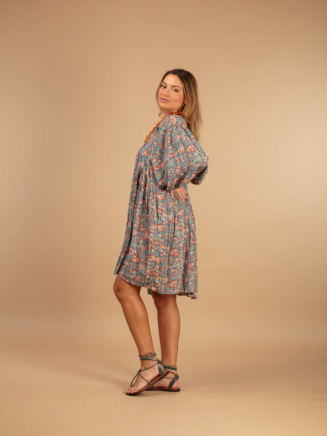 Vestito mini babydoll rayon Klea-vestito-Bijondo-Bijondo