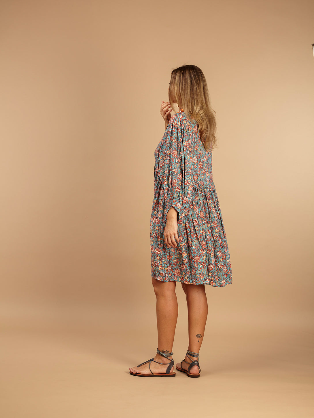 Vestito mini babydoll rayon Klea-vestito-Bijondo-Bijondo