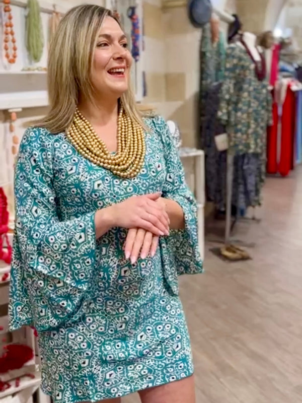 Vestito mini seta Azalea con manica a ventaglio-Vestito-Bijondo-celeste-S-Bijondo