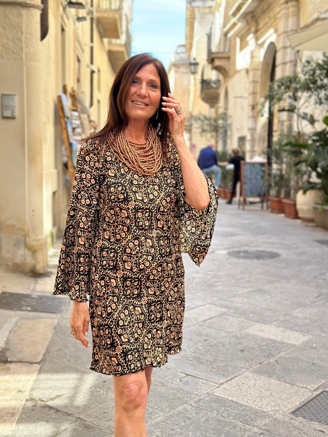 Vestito mini seta Azalea con manica a ventaglio-Vestito-Bijondo-nero-S-Bijondo