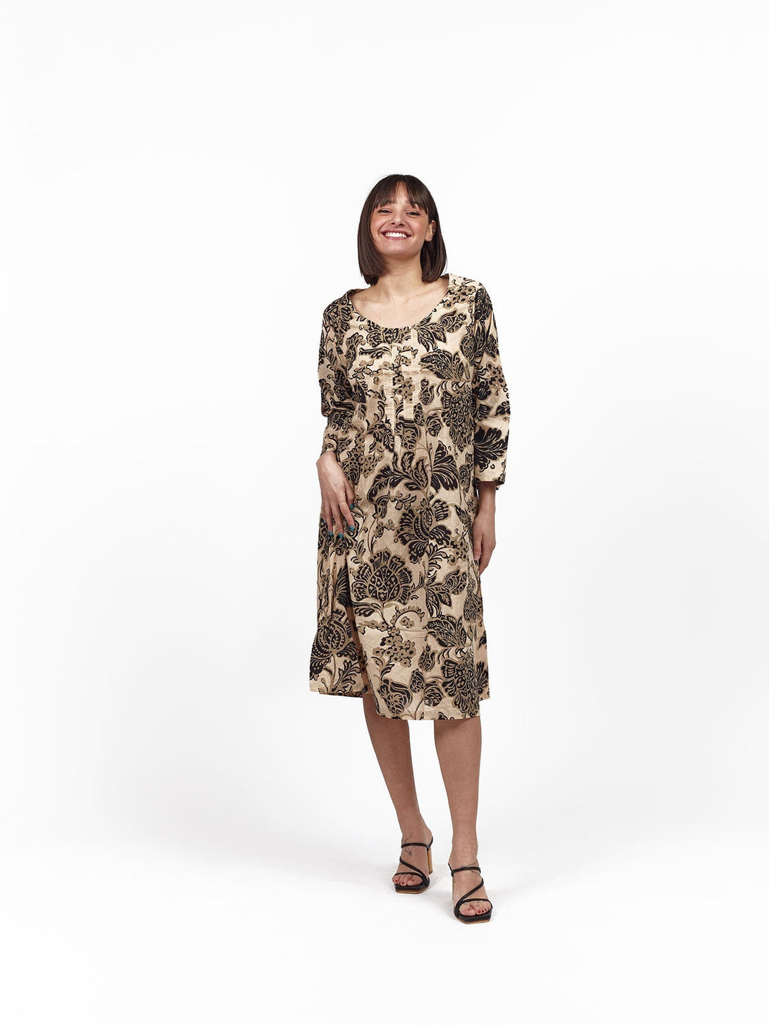 Vestito over cotone manica Serena - nero - Bijondo