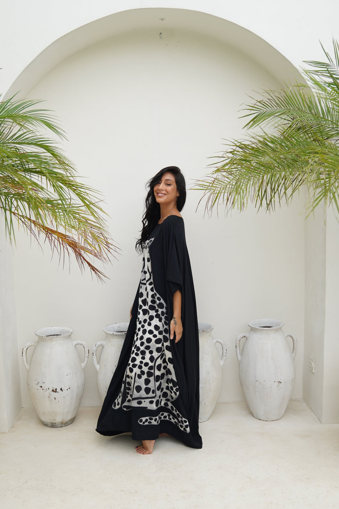 Vestito over stampa giaguaro Shakira-nero-Bijondo