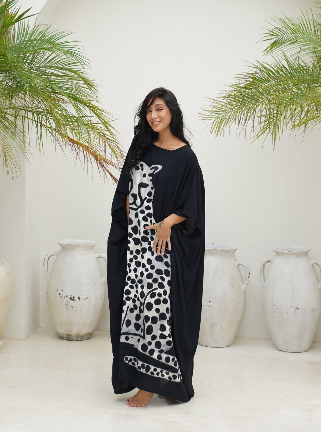 Vestito over stampa giaguaro Shakira-nero-Bijondo