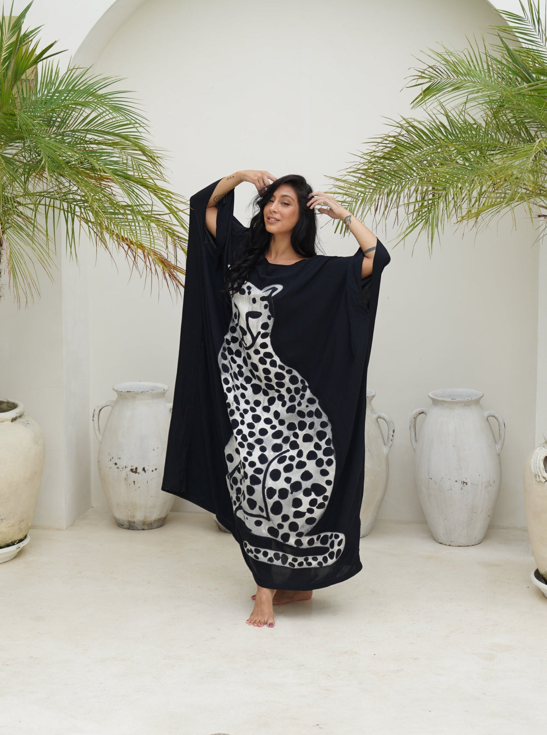 Vestito over stampa giaguaro Shakira-nero-Bijondo