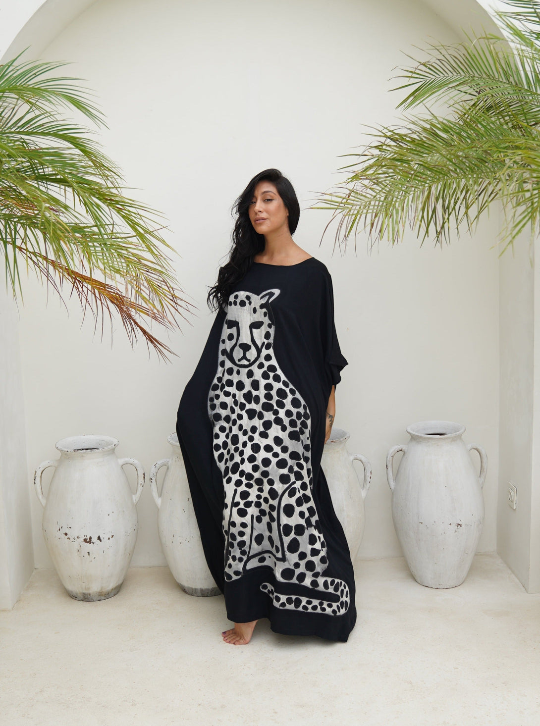 Vestito over stampa giaguaro Shakira-nero-Bijondo