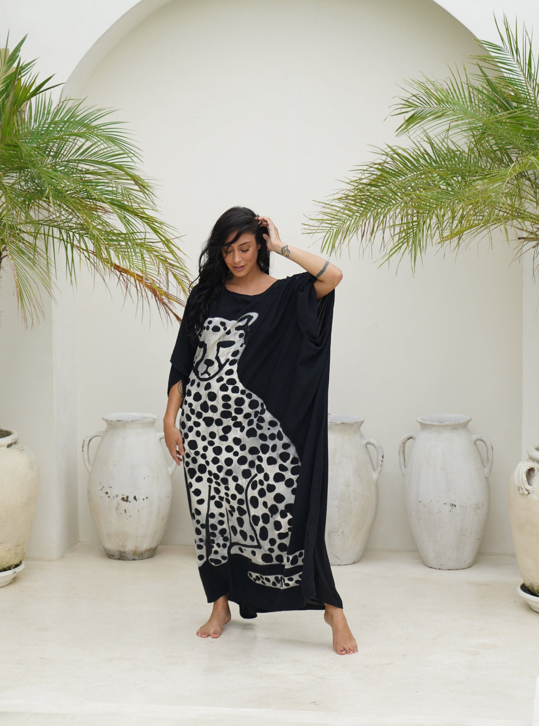 Vestito over stampa giaguaro Shakira-nero-Bijondo