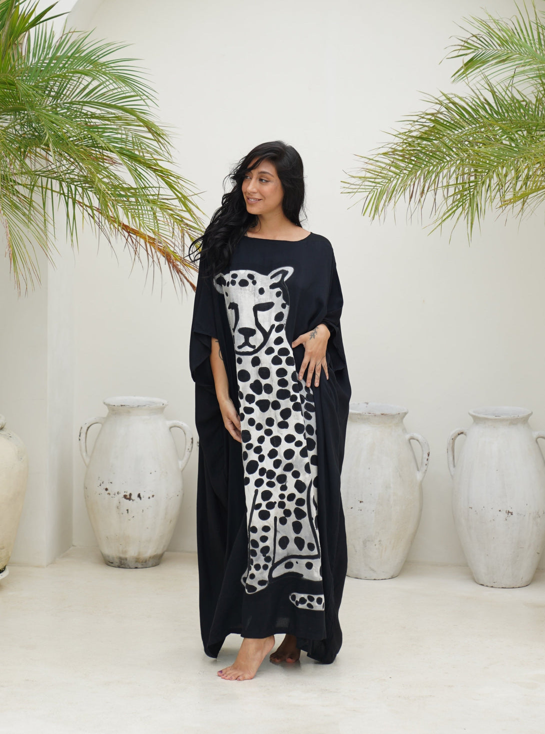 Vestito over stampa giaguaro Shakira-nero-Bijondo