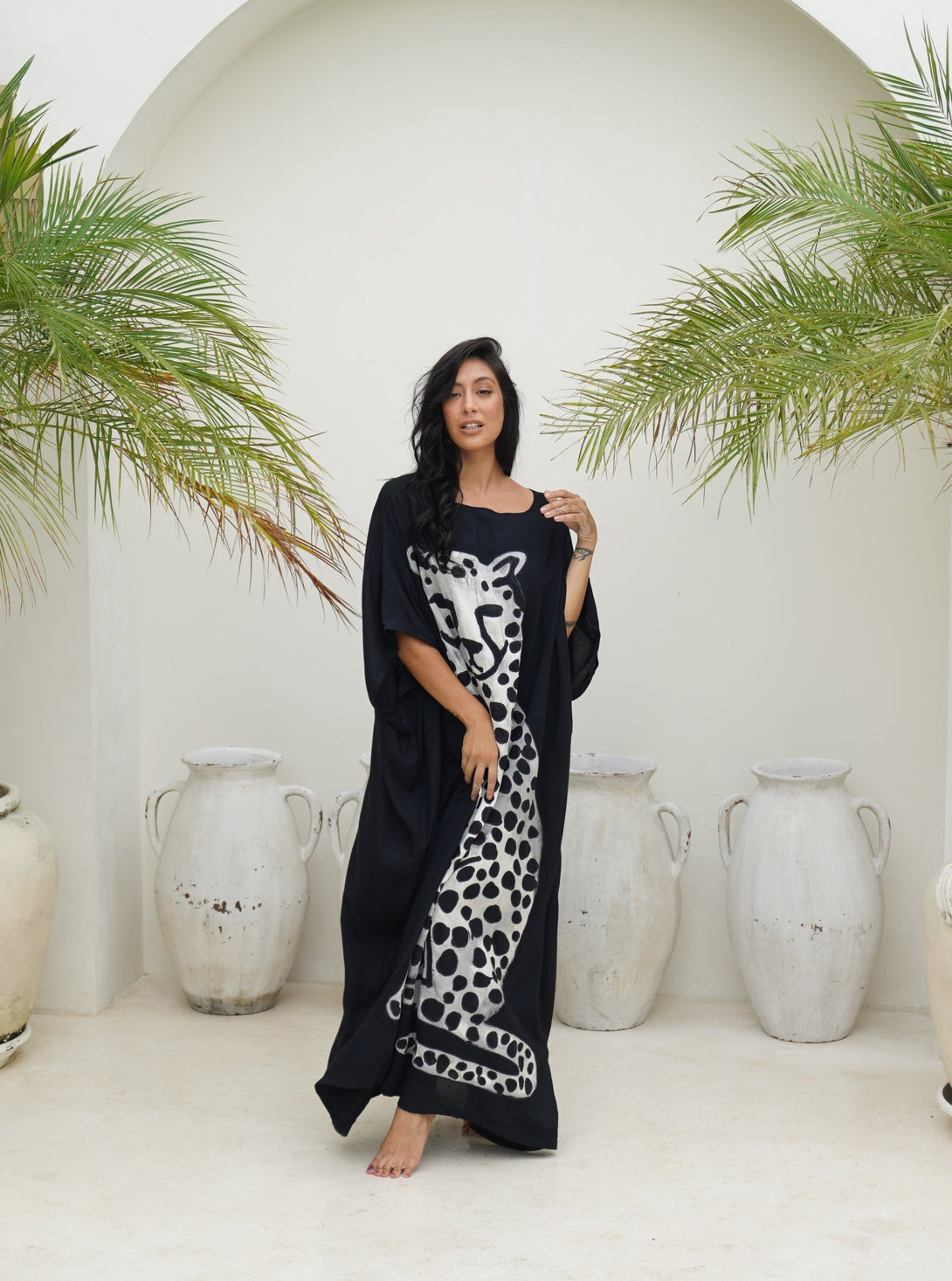 Vestito over stampa giaguaro Shakira-nero-Bijondo