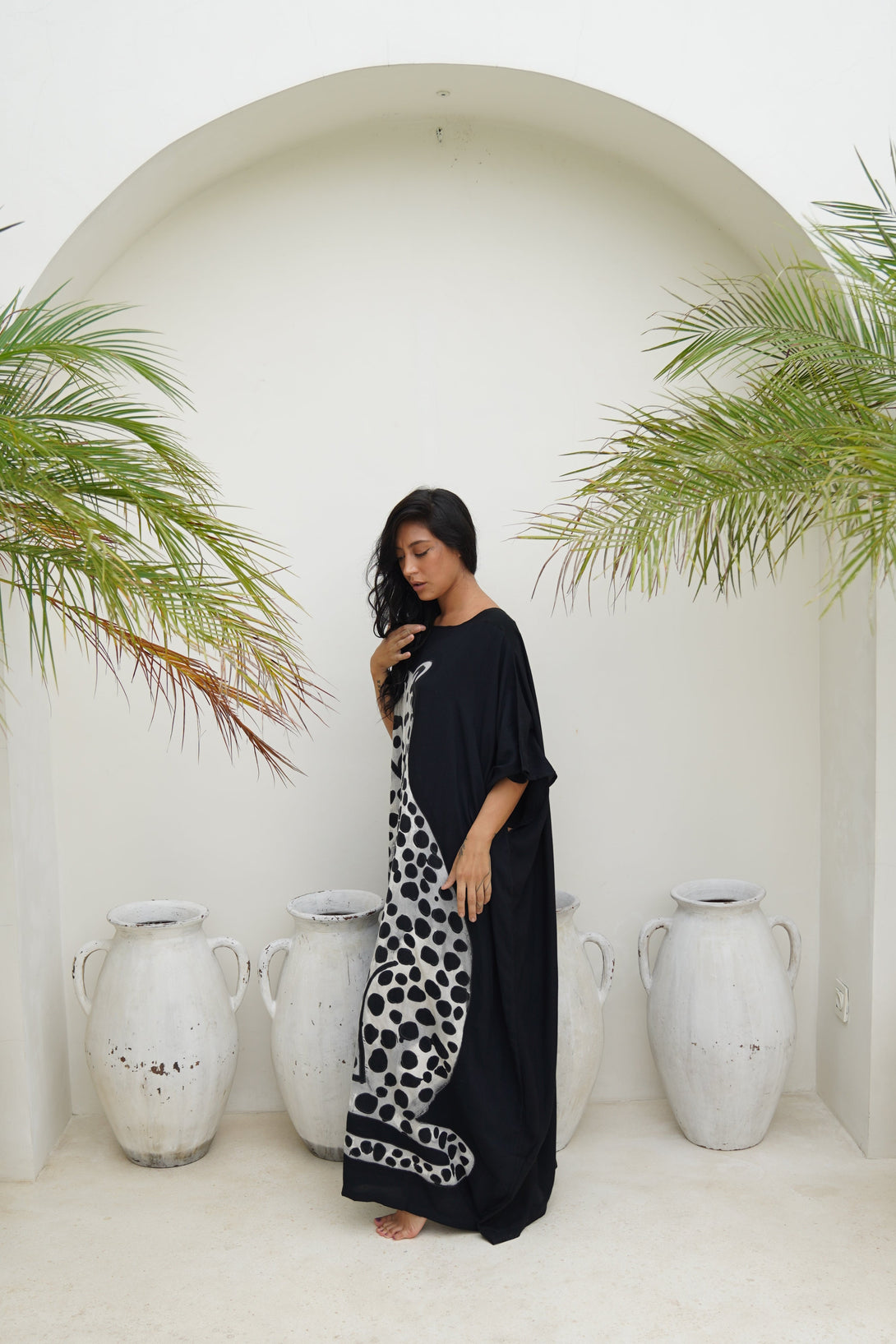 Vestito over stampa giaguaro Shakira-nero-Bijondo