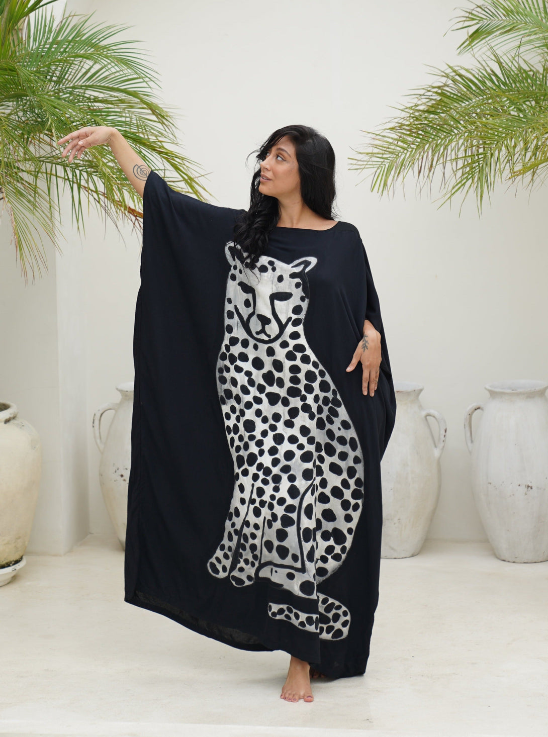 Vestito over stampa giaguaro Shakira-nero-Bijondo