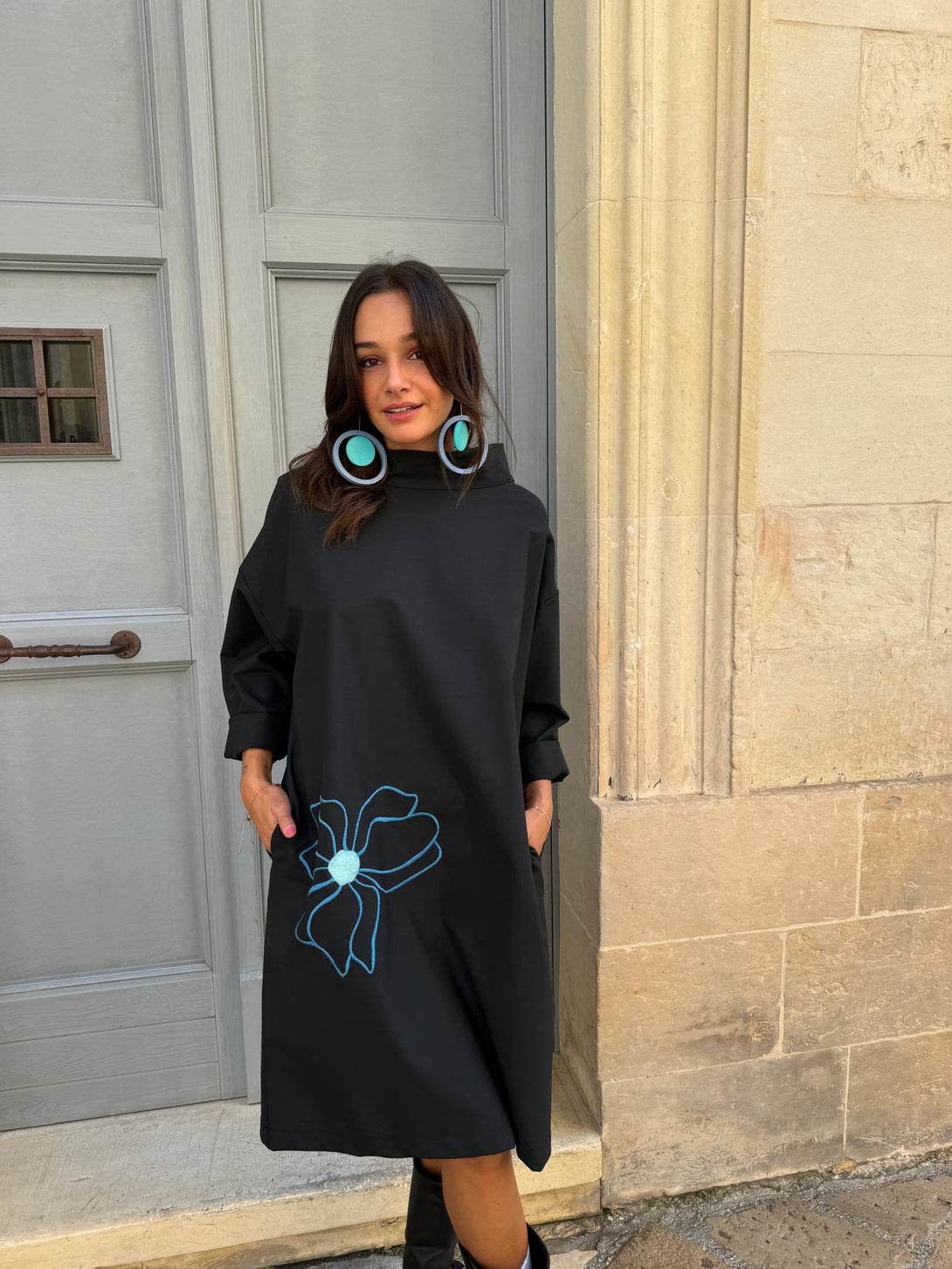 Vestito oversized midi Blue Flower-Vestito-Wendy Trendy-Bijondo