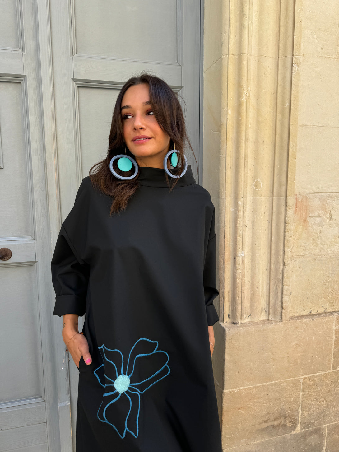 Vestito oversized midi Blue Flower-Vestito-Wendy Trendy-Bijondo