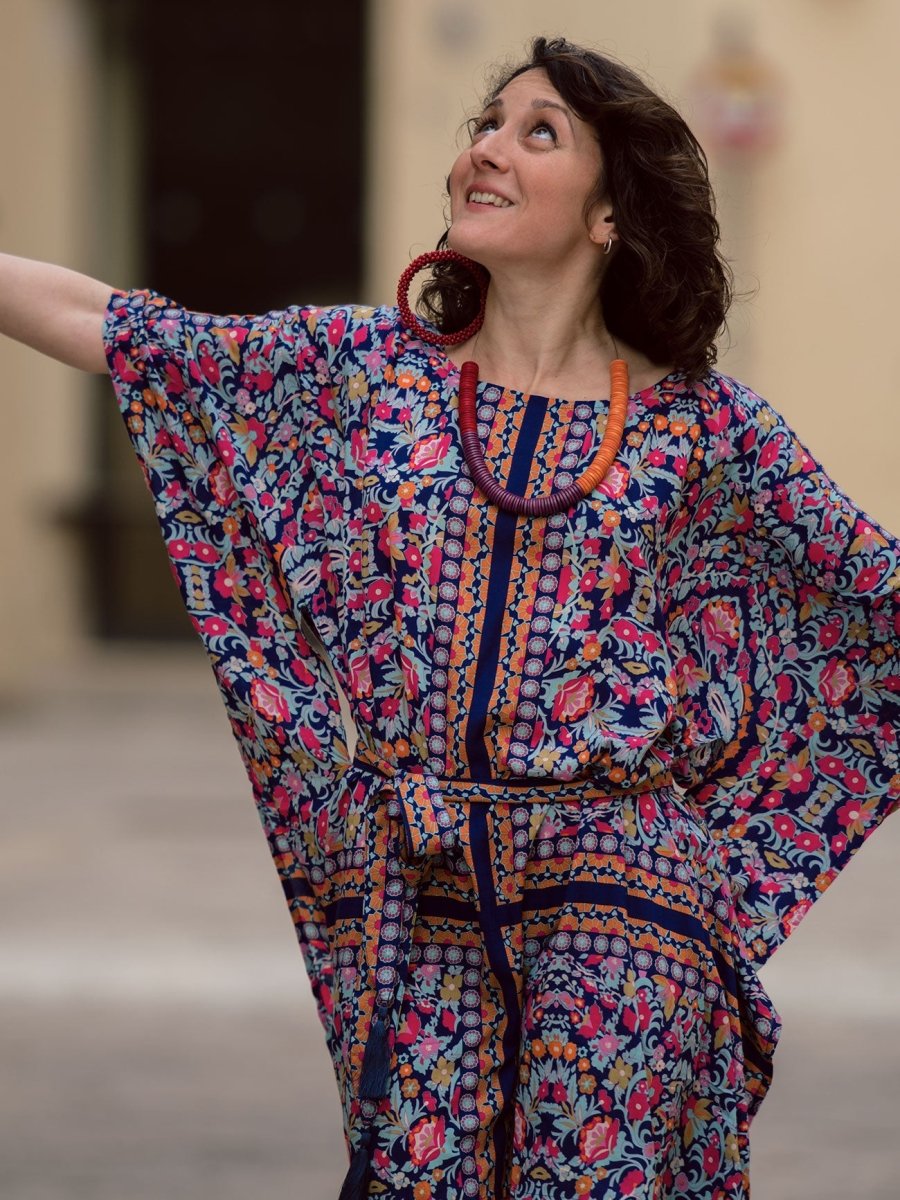 Vestito poncho boho rayon Rosie - nero - Bijondo