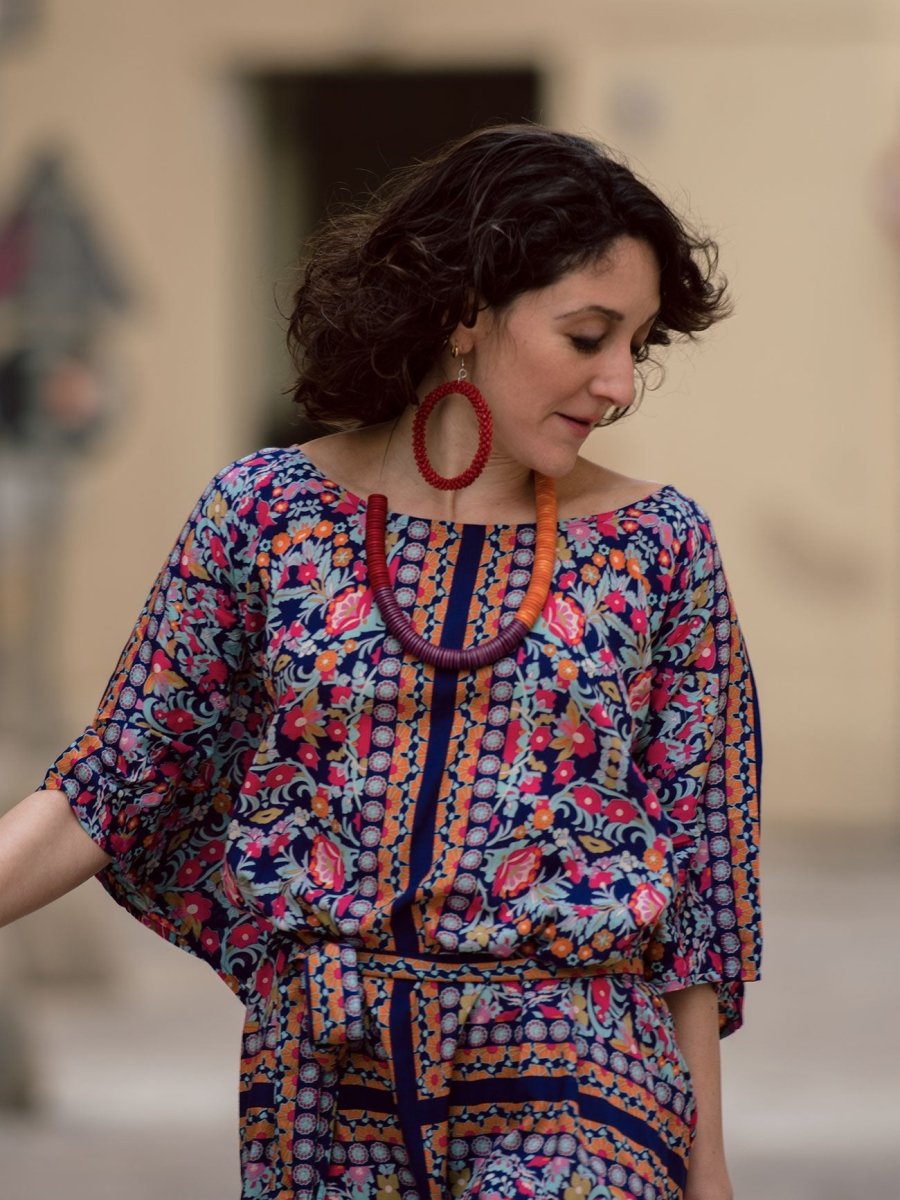 Vestito poncho boho rayon Rosie - nero - Bijondo