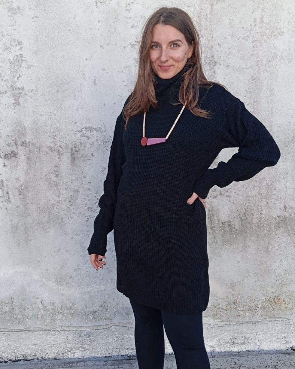 Vestito pullover in maglia Frida-nero-taglia unica-Bijondo