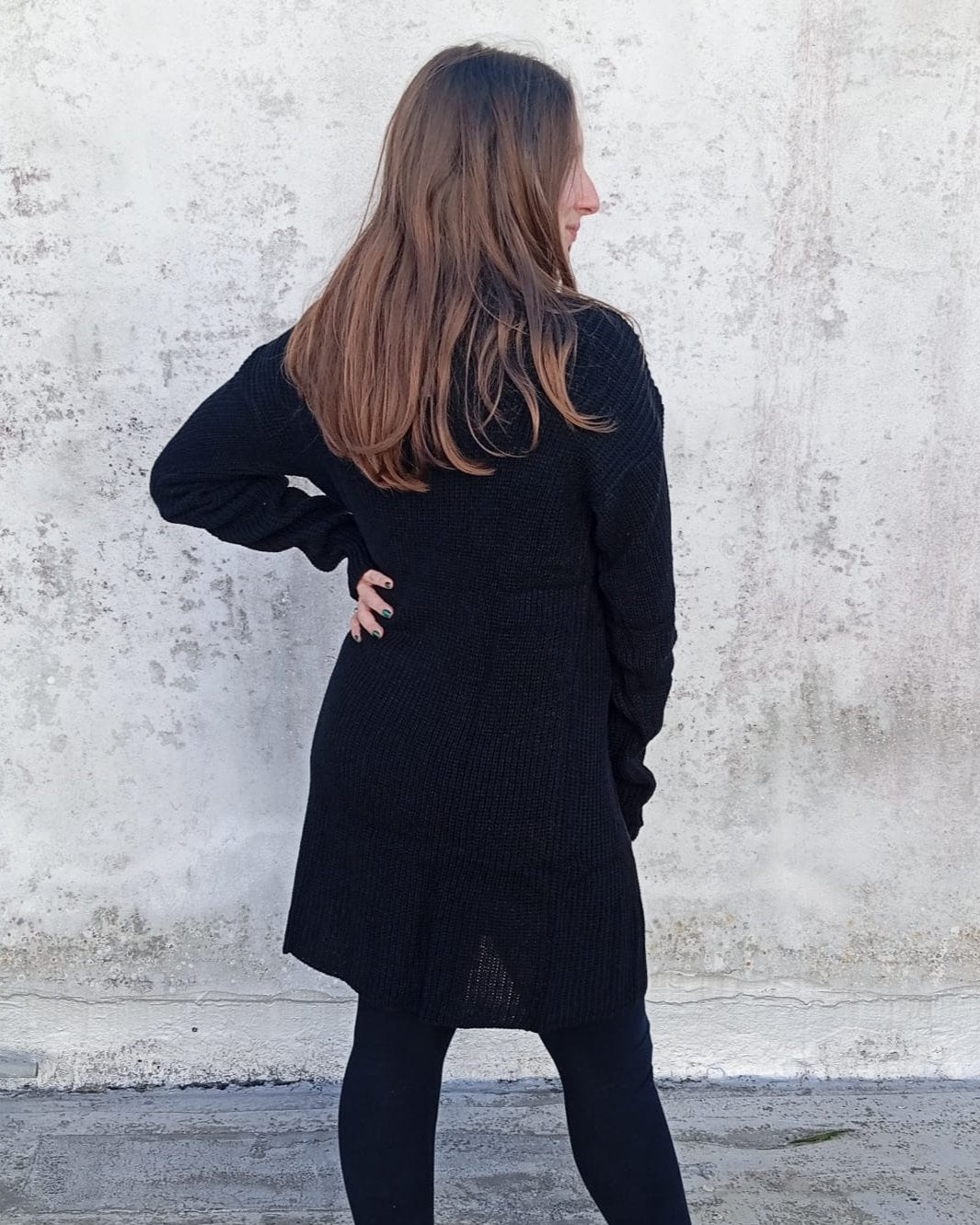 Vestito pullover in maglia Frida-nero-taglia unica-Bijondo