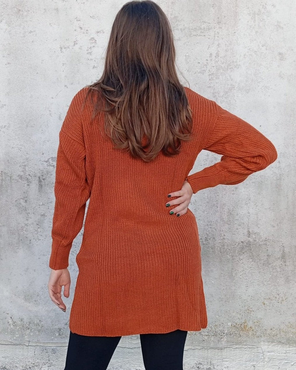 Vestito pullover in maglia Valeria-nero-taglia unica-Bijondo