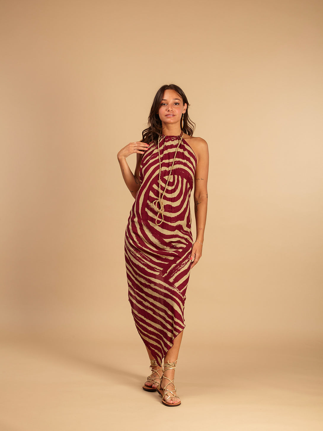 Vestito rayon Gioia-vestito-Bijondo-Bordeaux-taglia unica-Bijondo