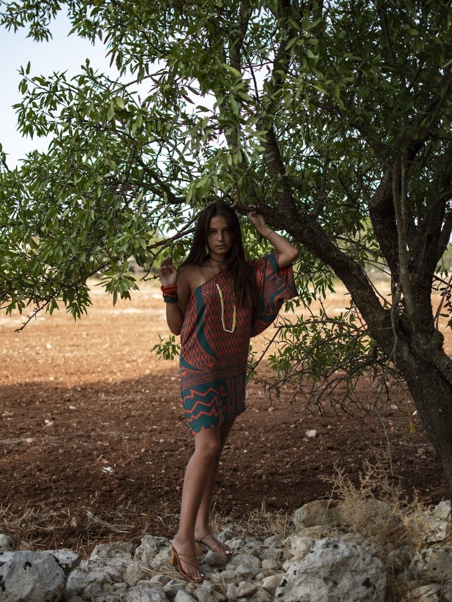 Vestito rayon corto Charlize - celeste - Bijondo