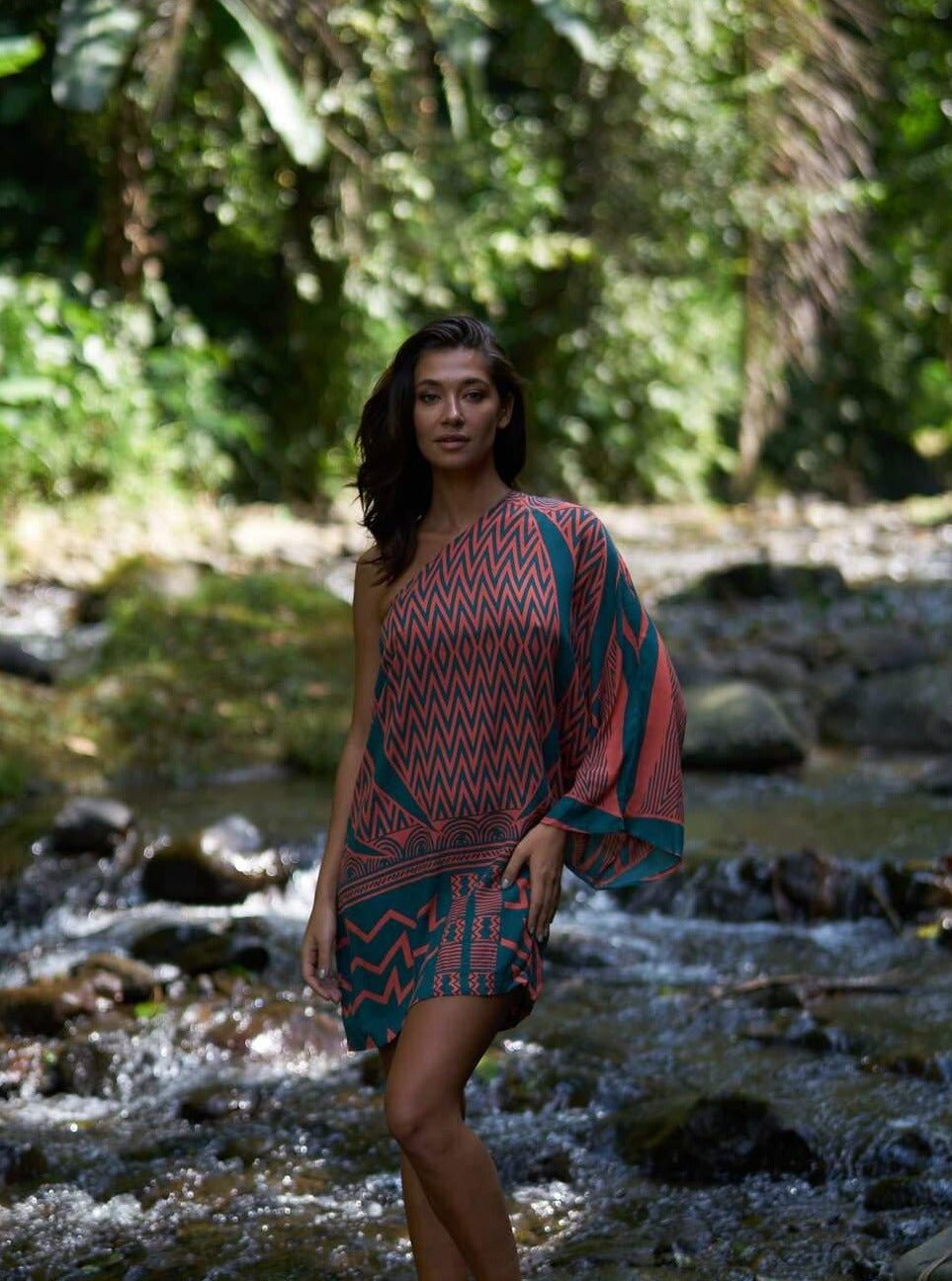 Vestito rayon corto Charlize - celeste - Bijondo