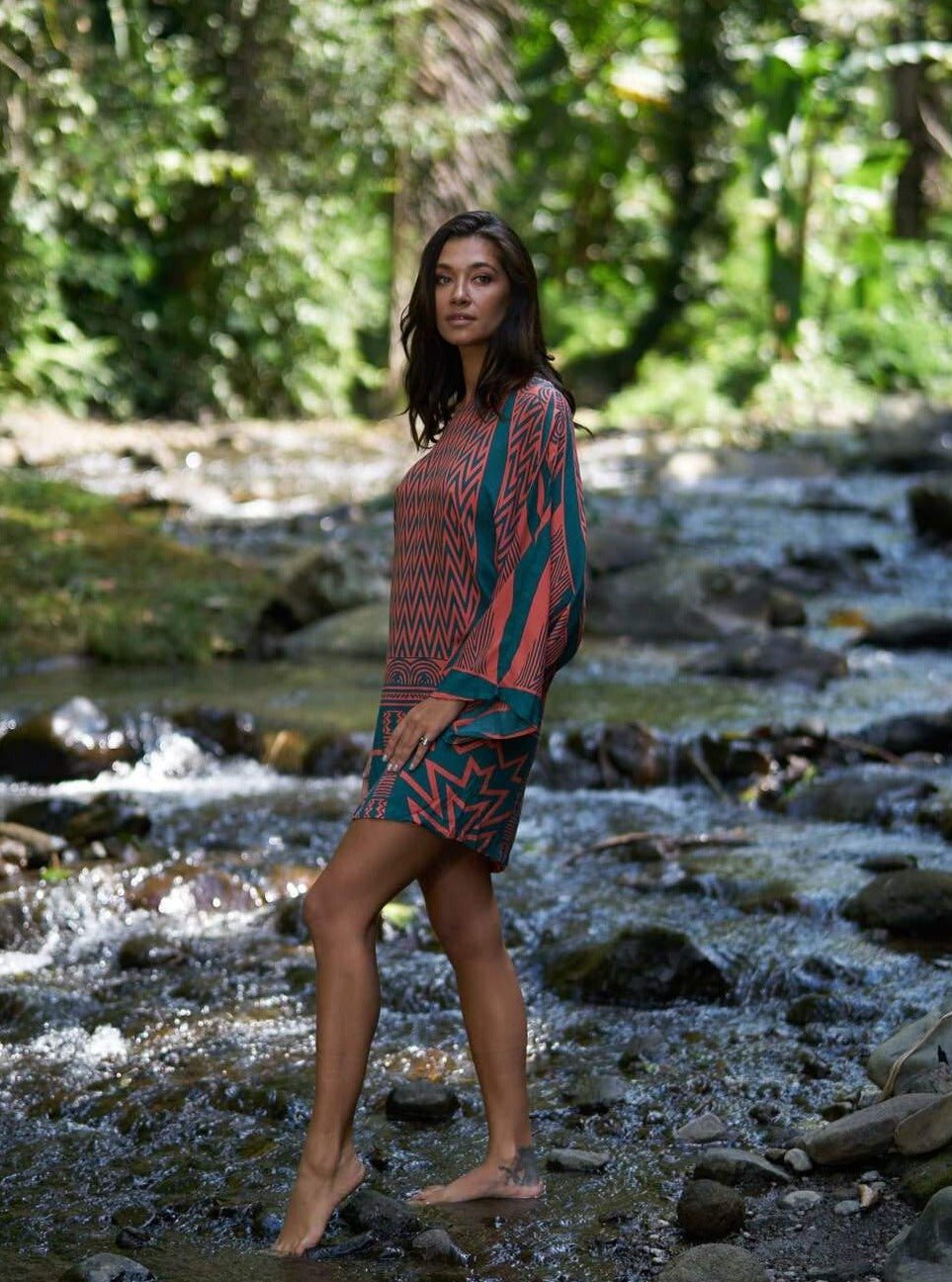 Vestito rayon corto Charlize - celeste - Bijondo