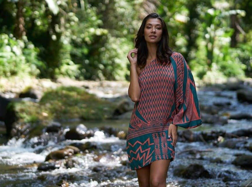 Vestito rayon corto Charlize - celeste - Bijondo