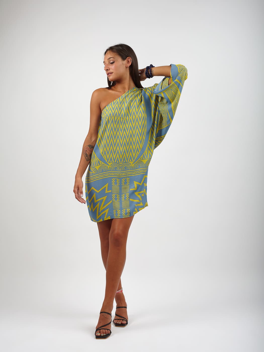 Vestito rayon corto Charlize - celeste - Bijondo