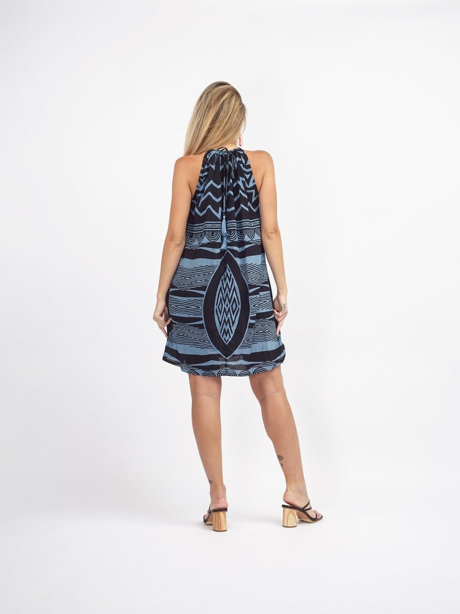 Vestito rayon corto Mariana - celeste - Bijondo