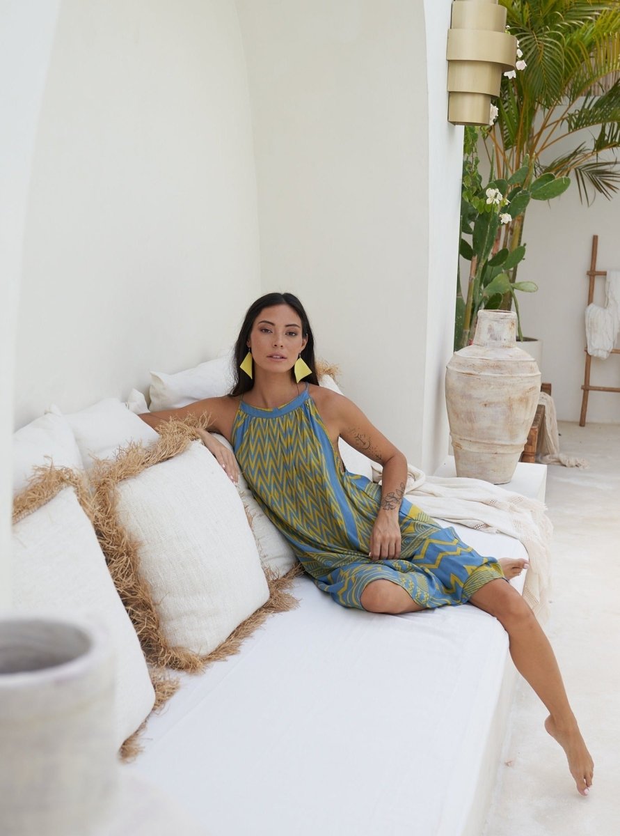 Vestito rayon corto Mariana - celeste - Bijondo