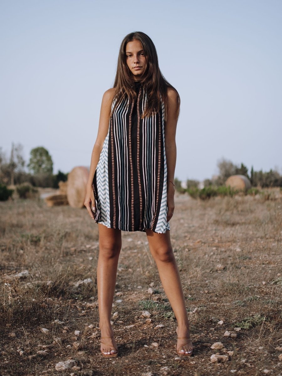 Vestito rayon corto Mariana - celeste - Bijondo