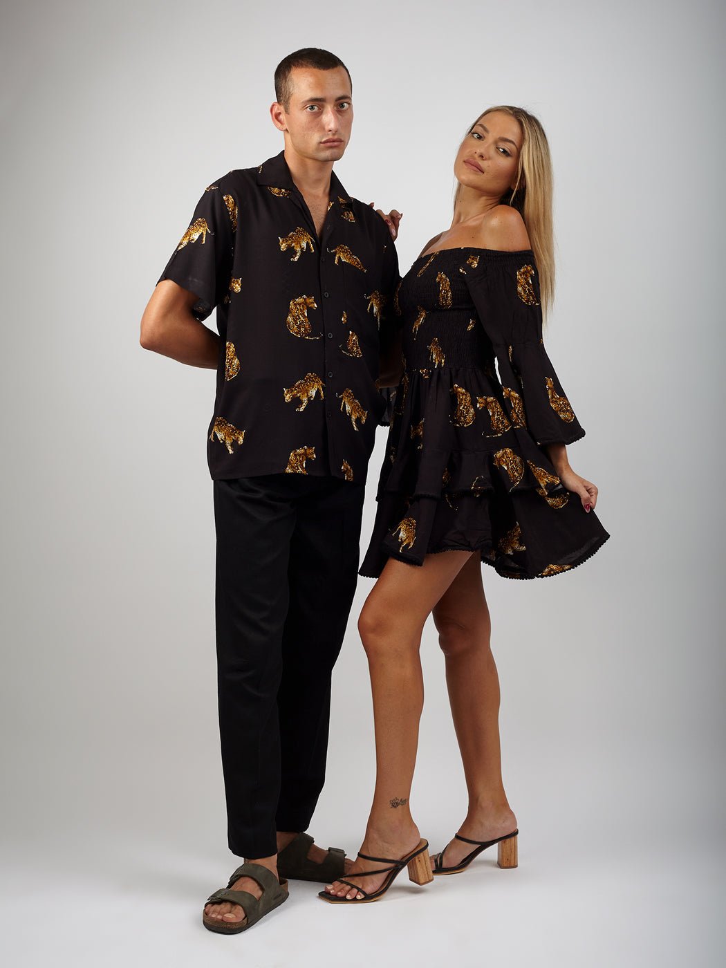 Vestito rayon corto con balze Monique - nero - Bijondo