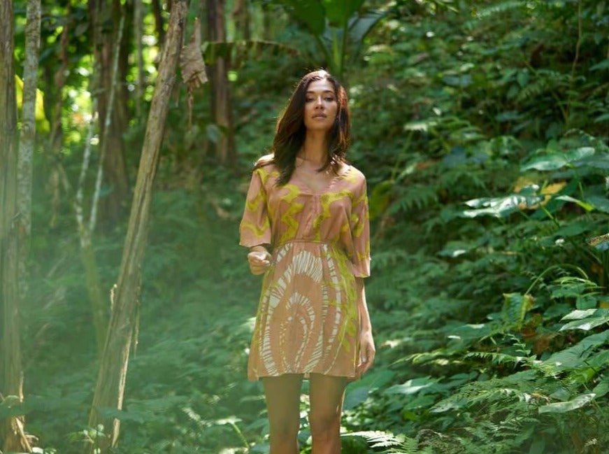 Vestito rayon corto leggero Mirka - rosa - Bijondo