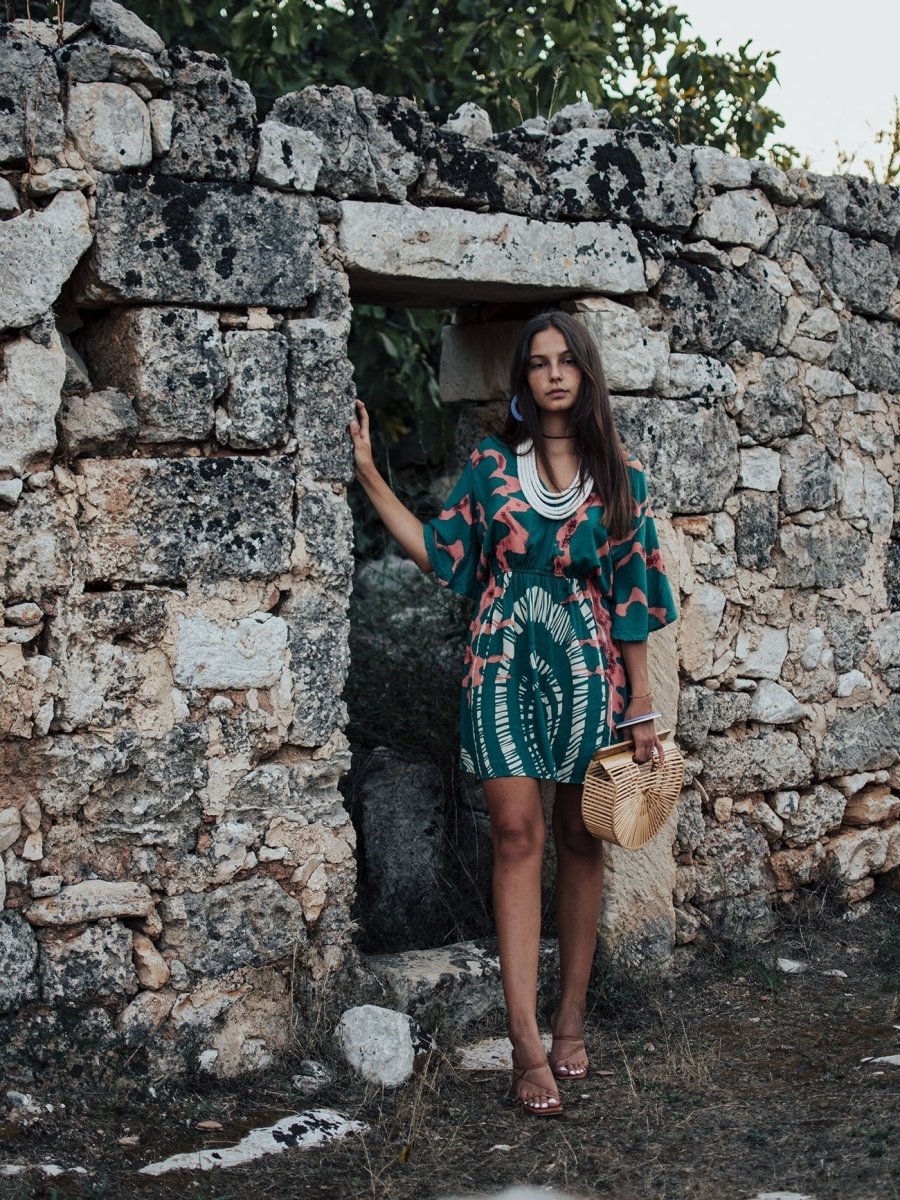 Vestito rayon corto leggero Mirka - rosa - Bijondo