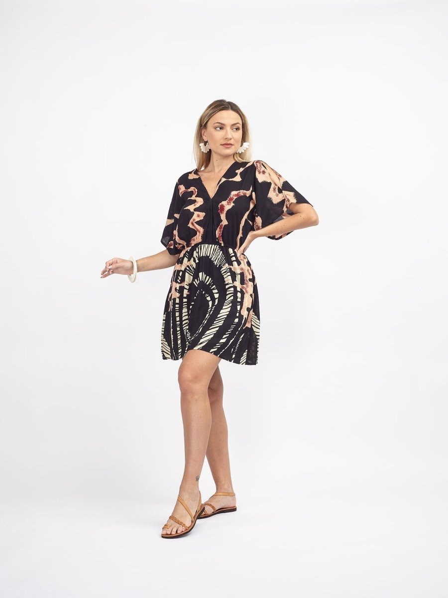 Vestito rayon corto leggero Mirka - nero - Bijondo