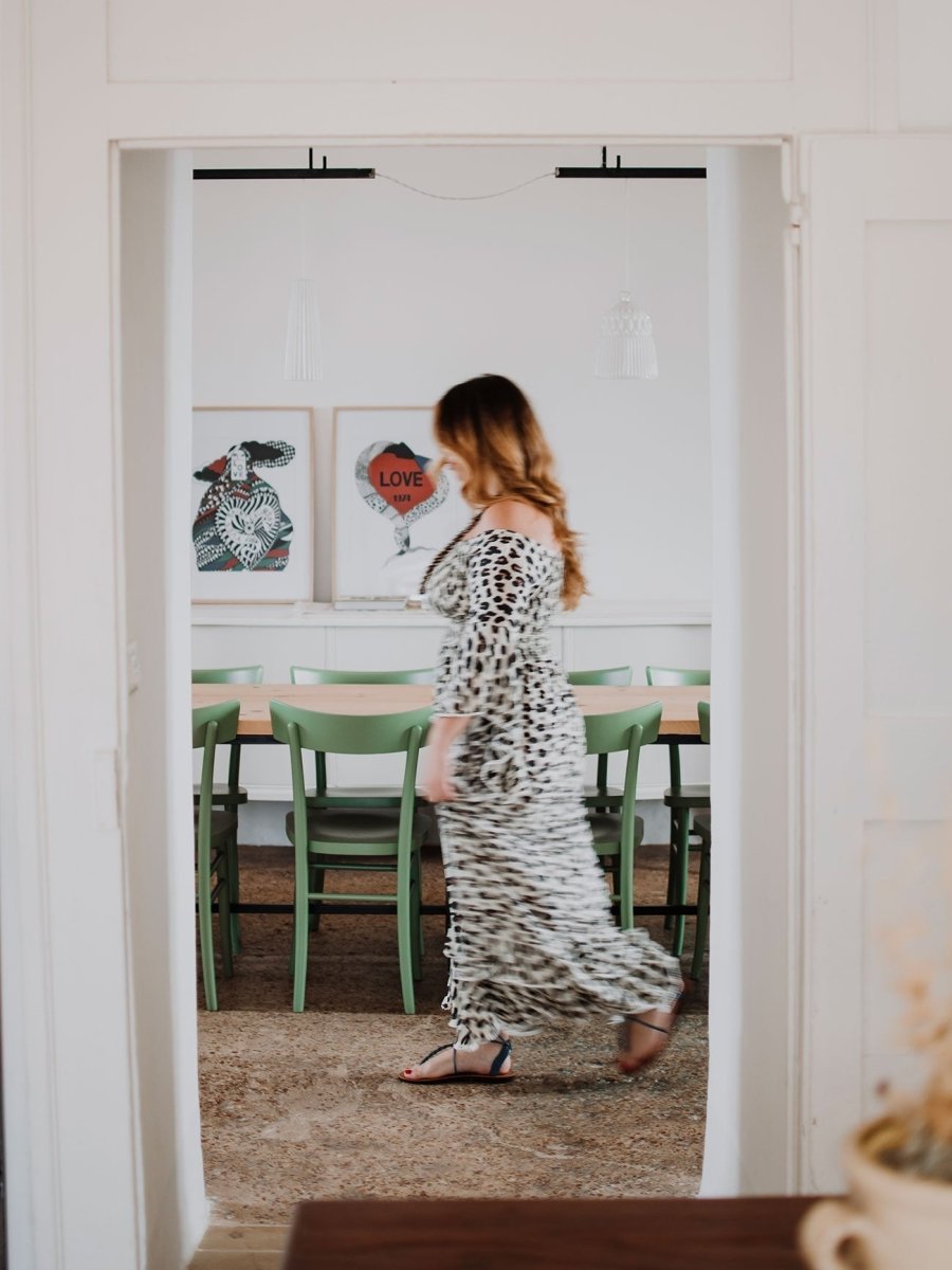 Vestito rayon lungo con balze Monique - nero - Bijondo