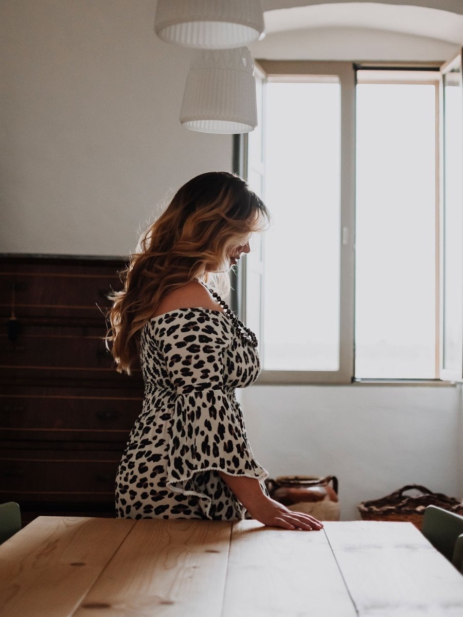 Vestito rayon lungo con balze Monique - nero - Bijondo